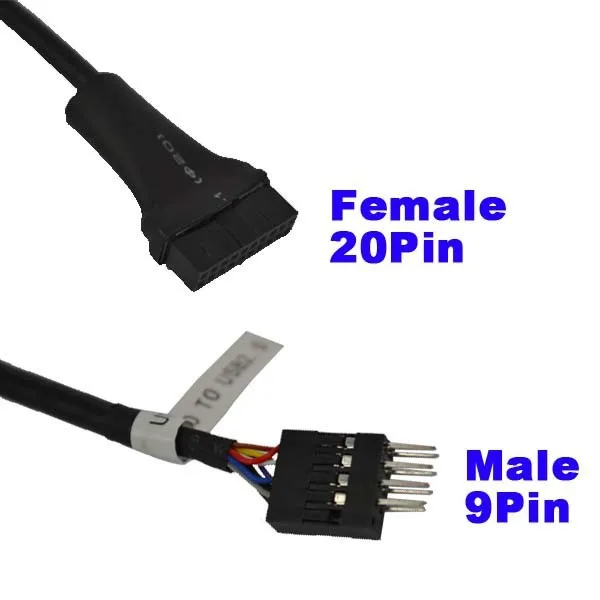 Cables 20Pin USB3.0 Female to 9Pin USB2.0 Male Motherboard Adapter Converter Cable @JH Cable Length: Other 